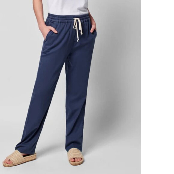 Faherty Pants - Faherty Essential Drawstring Cotton Modal Linen Blend Pants In Blue L‎